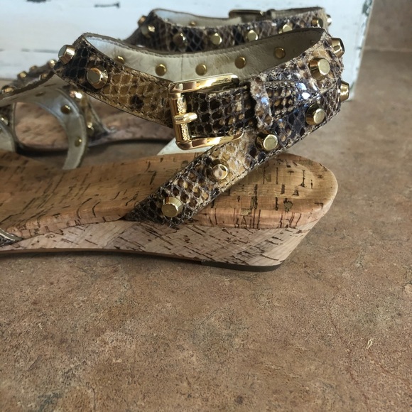 Michael Kors Embossed Leather Brown Jolie Sandals - Picture 2 of 8